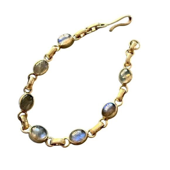 Sterling Silver Moonstone Laborite Bracelet - Picture 1 of 7